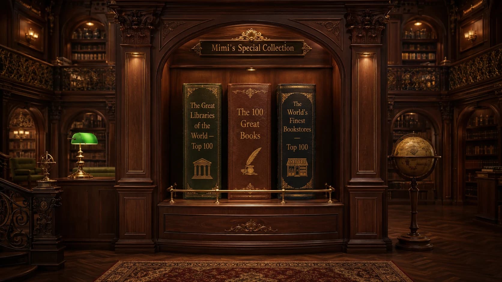Mimi's Special Collection alcove with three large presentation books
